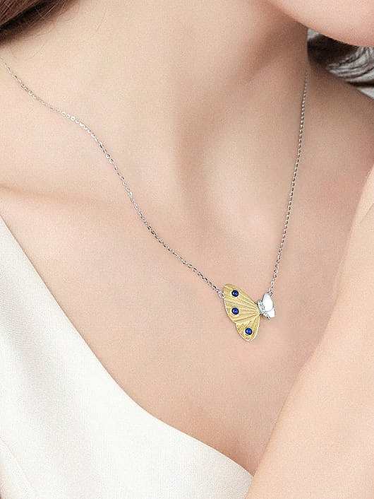 925 Sterling Silver Natural Stone Butterfly Artisan Necklace