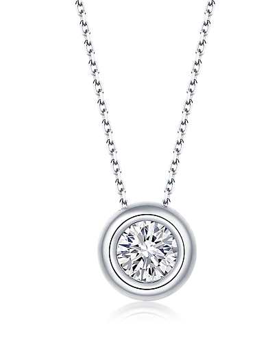 925 Sterling Silver Cubic Zirconia Round Minimalist Necklace