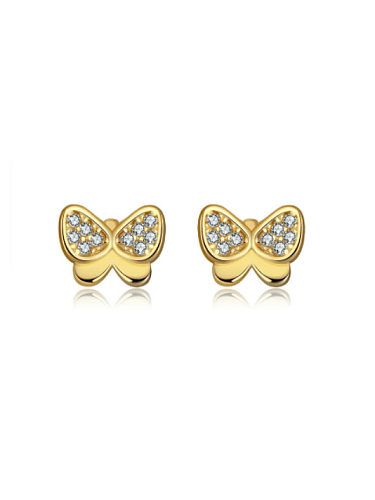 925 Sterling Silver Cubic Zirconia Butterfly Cute Stud Earring