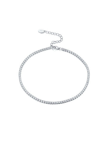 925 Sterling Silver Cubic Zirconia Geometric Minimalist Anklet