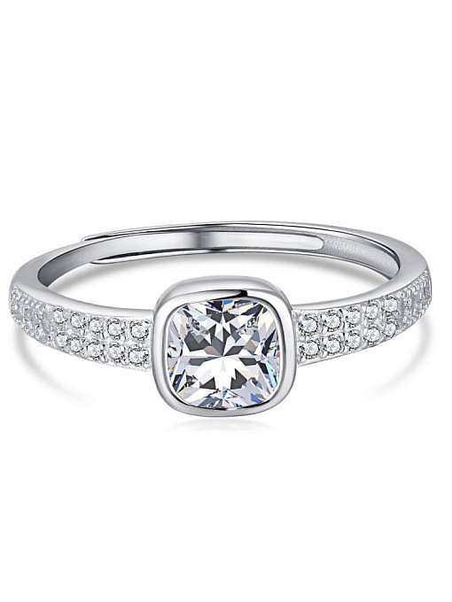 925 Sterling Silver Cubic Zirconia Geometric Dainty Band Ring