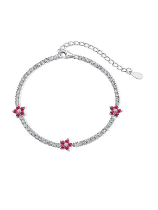 Pulsera de lujo de flor de circonita cúbica de plata esterlina 925