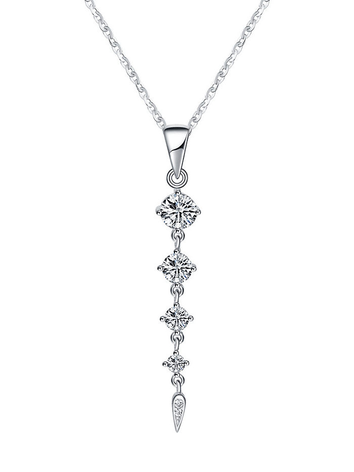925 Sterling Silber Zirkonia Quaste Minimalistische Halskette