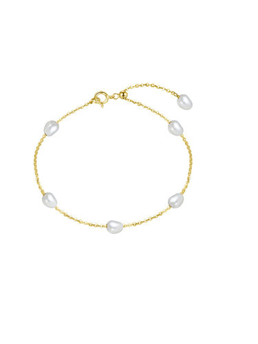 Pulsera de eslabones minimalistas geométricos de perlas de agua dulce de plata esterlina 925
