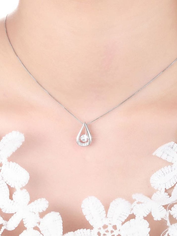 925 Sterling Silver Cubic Zirconia Water Drop Minimalist Necklace