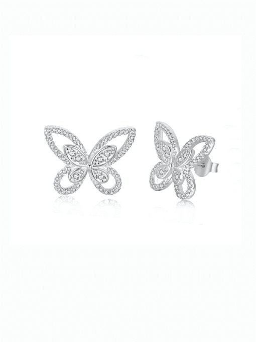 925 Sterling Silver Cubic Zirconia Butterfly Luxury Hook Earring