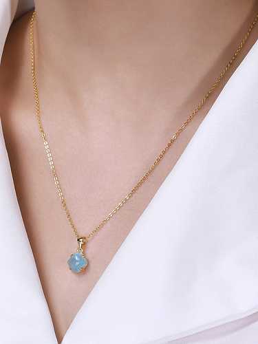 925 Sterling Silver Opal Geometric Minimalist Necklace