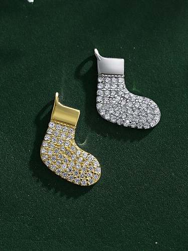 925 Sterling Silver Cubic Zirconia Irregular Cute Shoes Pendant