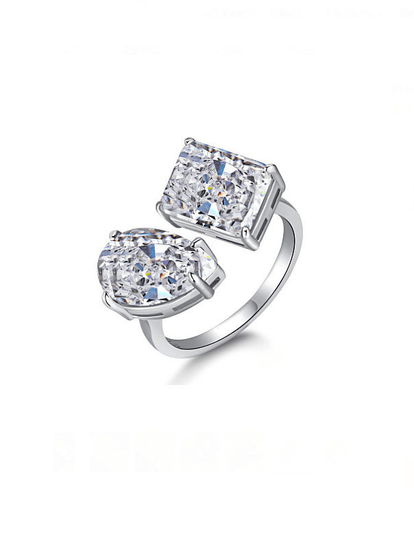 925 Sterling Silver Cubic Zirconia Geometric Luxury Band Ring