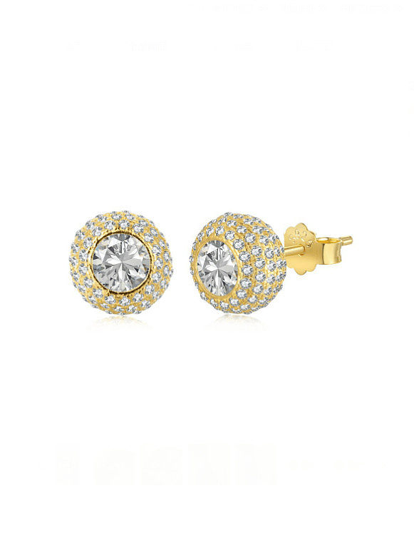 925 Sterling Silver Cubic Zirconia Geometric Minimalist Stud Earring