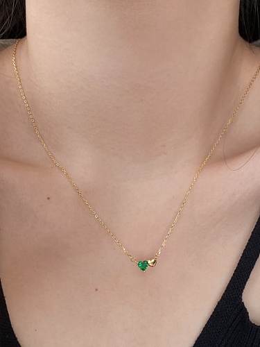 925 Sterling Silver Cubic Zirconia Heart Minimalist Necklace