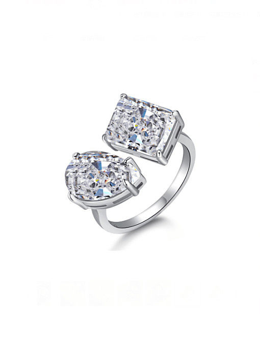 925 Sterling Silver Cubic Zirconia Geometric Luxury Band Ring