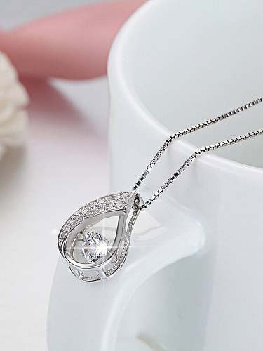 925 Sterling Silver Cubic Zirconia Water Drop Minimalist Necklace