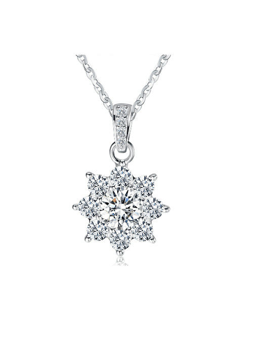 925 Sterling Silver Cubic Zirconia Flower Minimalist Necklace