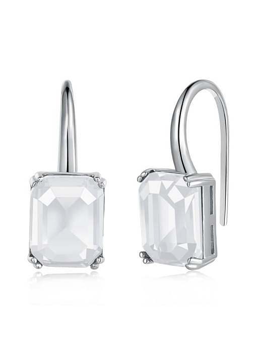 925 Sterling Silver Cubic Zirconia Geometric Luxury Hook Earring