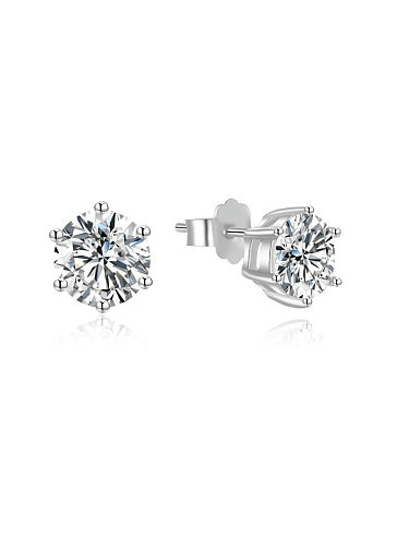 925 Sterling Silver Cubic Zirconia Geometric Minimalist Stud Earring