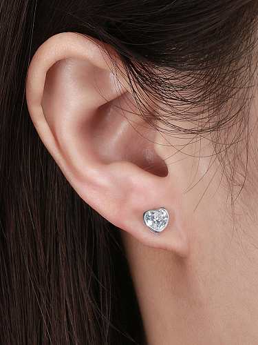 925 Sterling Silver Cubic Zirconia Heart Minimalist Necklace