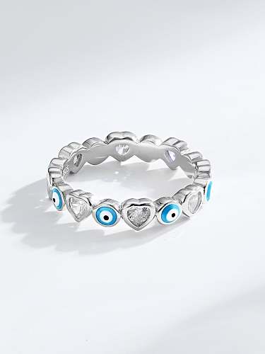 925 Sterling Silver Enamel Evil Eye Cute Band Ring