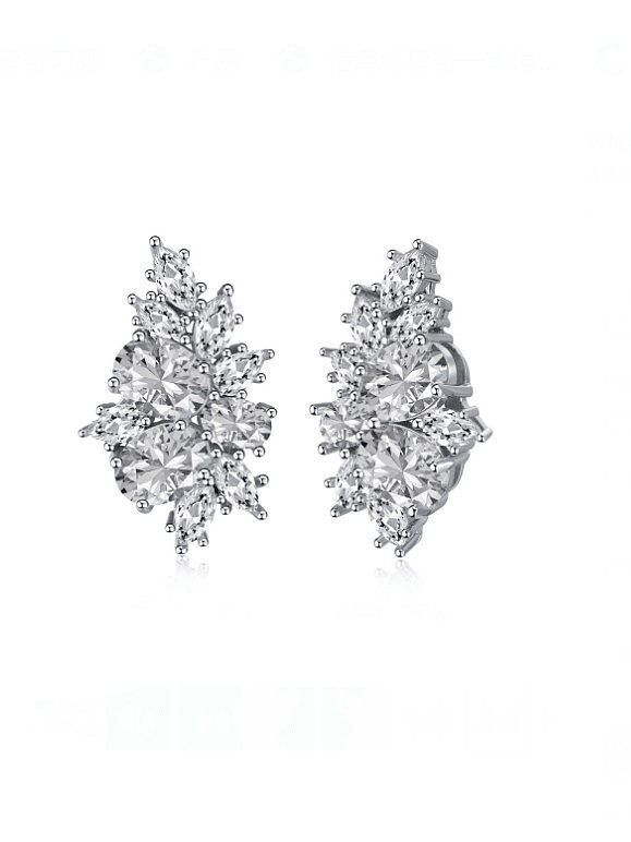 925 Sterling Silver Cubic Zirconia Irregular Luxury Stud Earring