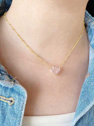925 Sterling Silver Cubic Zirconia Heart Minimalist Necklace
