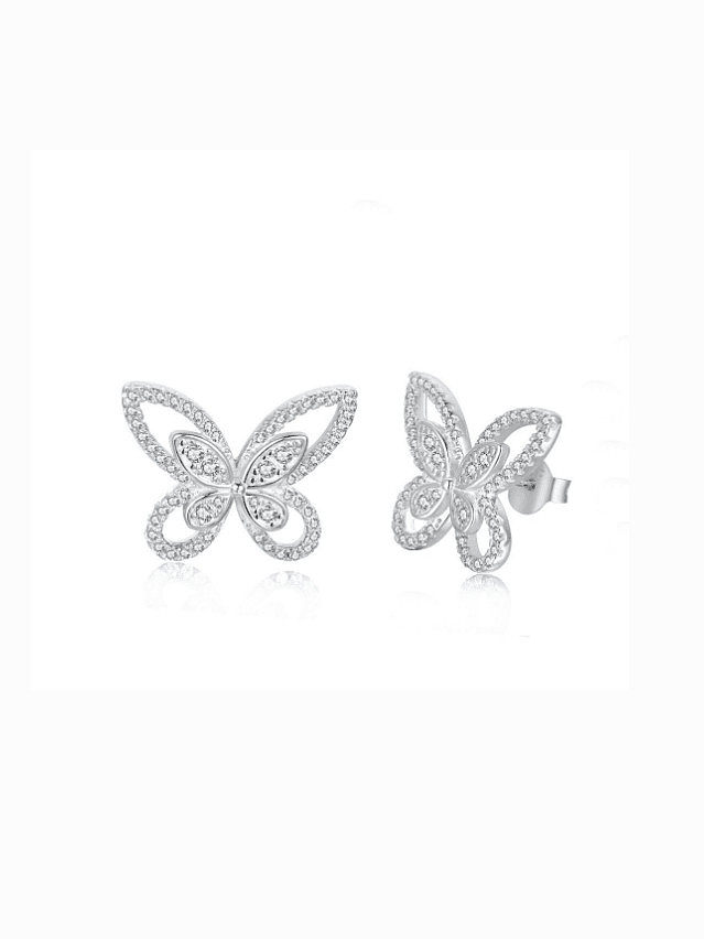 925 Sterling Silver Cubic Zirconia Butterfly Luxury Hook Earring