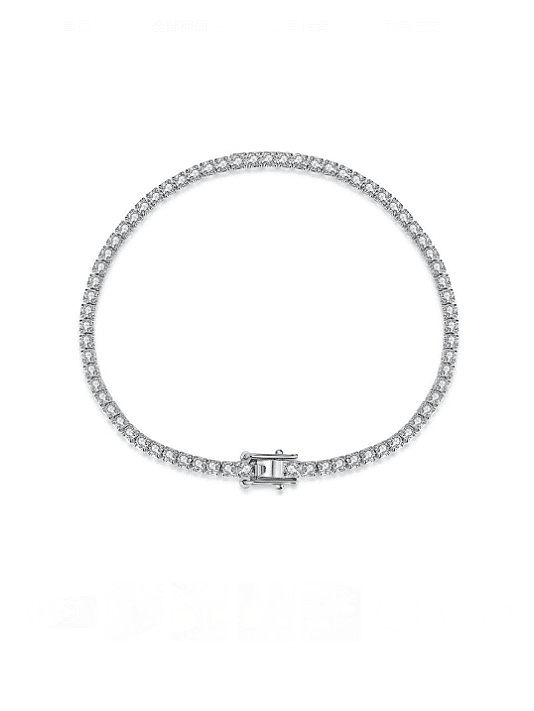 Bracelet à maillons géométriques de luxe en argent sterling 925 avec oxyde de zirconium