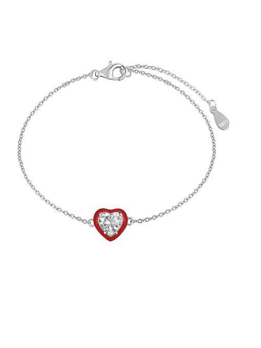 Bracelet à maillons minimalistes en forme de coeur en argent sterling 925 avec zircone cubique 5A