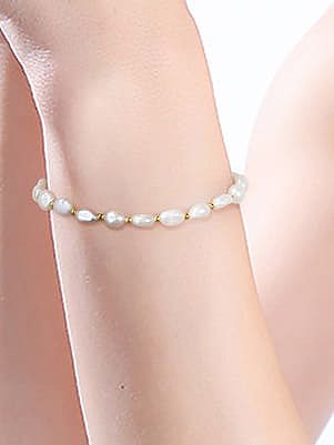 925 Sterling Silver Freshwater Pearl Irregular Minimalist Adjustable Bracelet