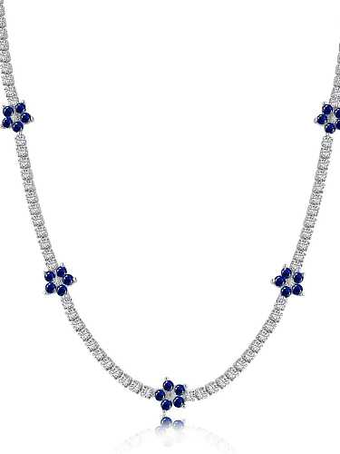 Luxus-Halskette mit Zirkonia-Blume aus 925er-Sterlingsilber