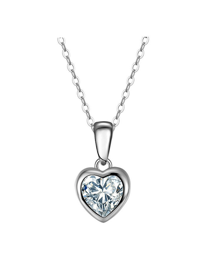 925 Sterling Silver Cubic Zirconia Heart Minimalist Necklace
