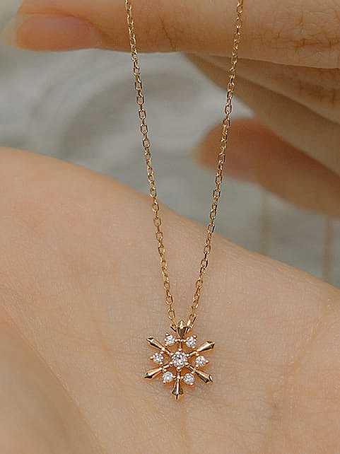 925 Sterling Silver Cubic Zirconia Flower Minimalist Necklace