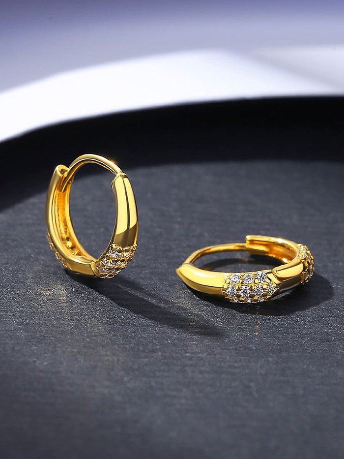 925 Sterling Silver Cubic Zirconia Geometric Minimalist Huggie Earring
