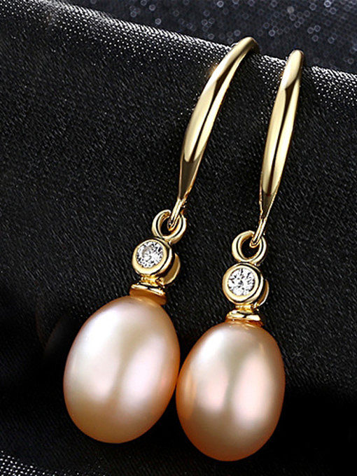 Boucles d'oreilles en argent sterling avec perle d'eau douce 8-9 mm et or