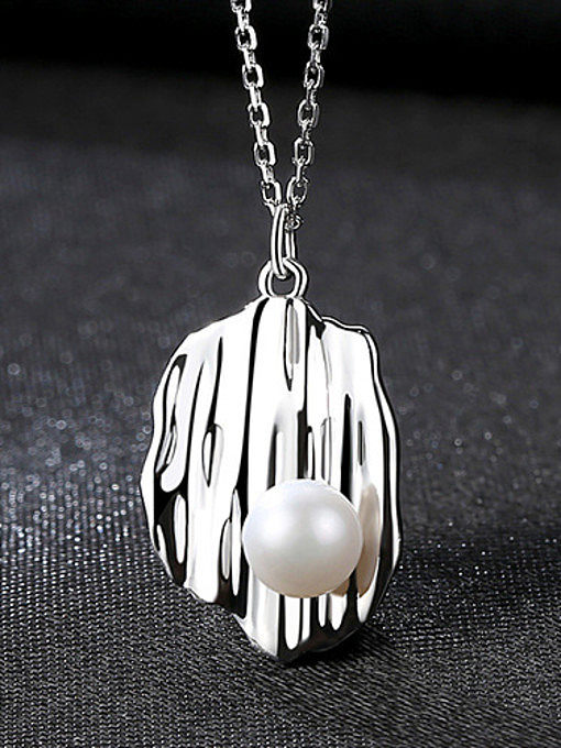 Pure Silver Natural Freshwater Pearl personality Necklace