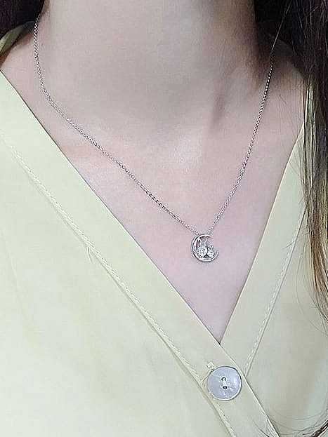 Collar minimalista de plata de ley 925 con circonitas cúbicas y luna