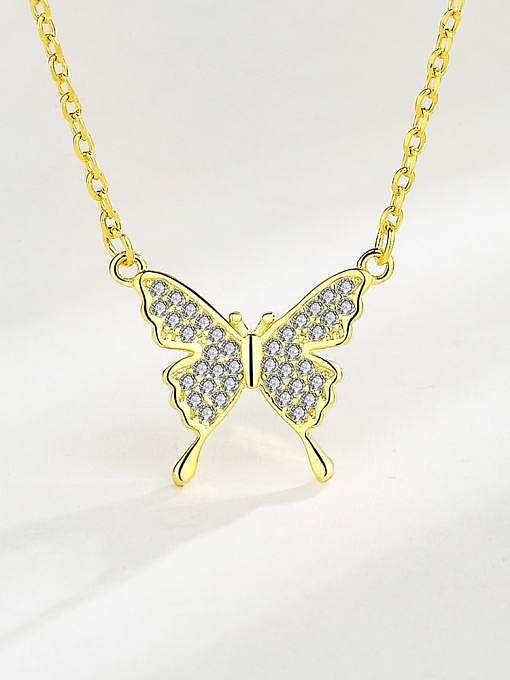 Collier minimaliste papillon en argent sterling 925 avec oxyde de zirconium