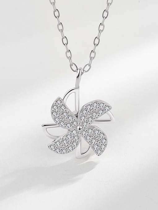 925 Sterling Silver Cubic Zirconia Can be rotated Irregular Dainty Necklace
