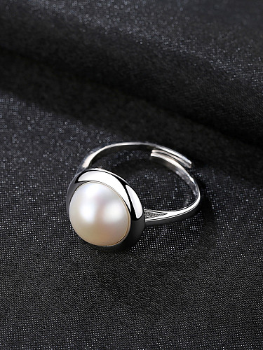 Anillo de tamaño libre de perlas naturales de 10-10.5 mm de plata esterlina