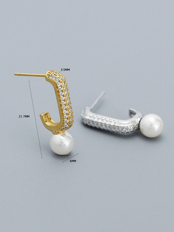 925 Sterling Silver Cubic Zirconia Geometric Minimalist Stud Earring