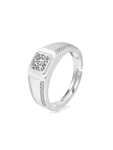 925 Sterling Silver Cubic Zirconia Geometric Dainty Men Band Ring