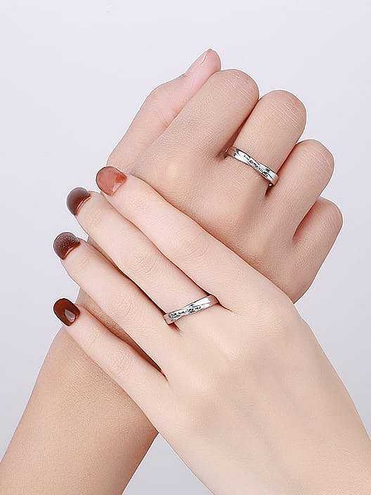 925 Sterling Silver Letter Minimalist Couple Ring