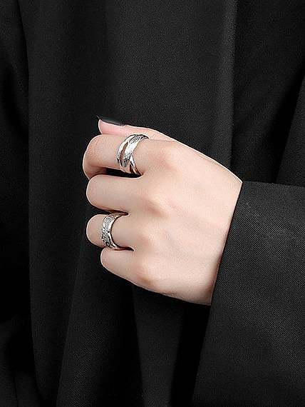 925 Sterling Silver Geometric Vintage Band Ring