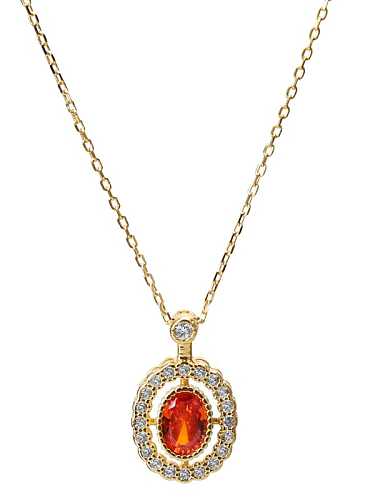 Colar vintage oval de cristal de prata esterlina 925