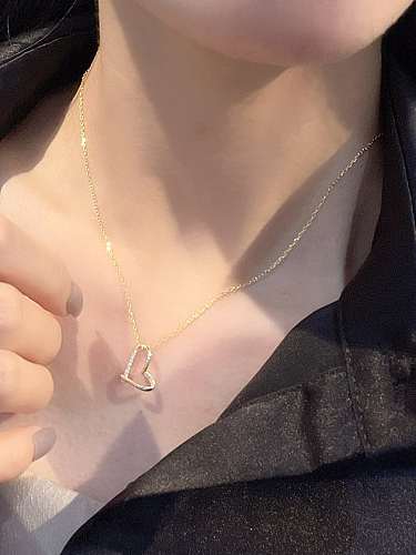 925 Sterling Silver Cubic Zirconia Heart Minimalist Necklace