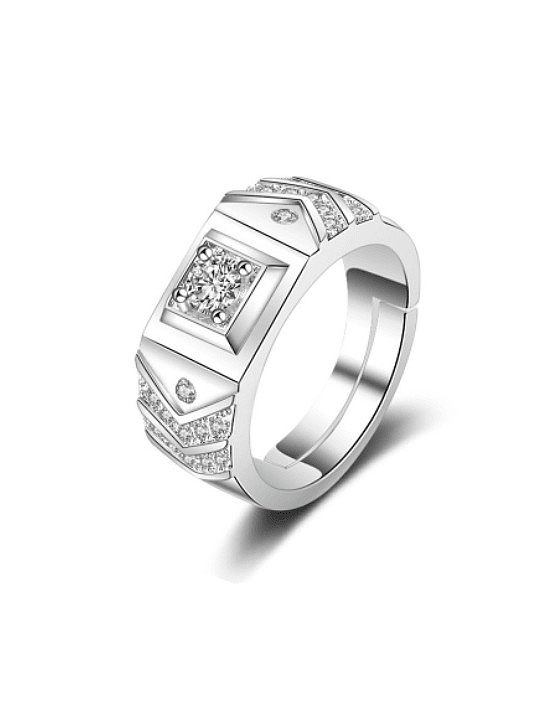 Bague en argent sterling 925 avec oxyde de zirconium géométrique délicat pour homme