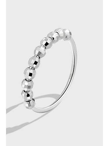 925 Sterling Silver Bead Geometric Minimalist Rotate Band Ring