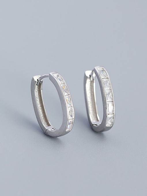 925 Sterling Silver Cubic Zirconia Geometric Minimalist Huggie Earring