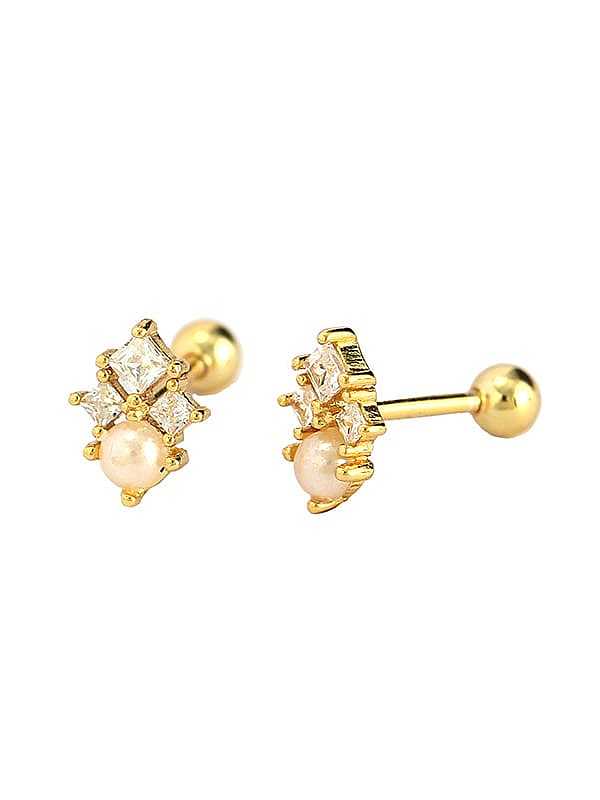 925 Sterling Silver Cubic Zirconia Geometric Dainty Stud Earring