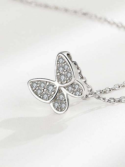 925 Sterling Silver Cubic Zirconia Butterfly Minimalist Necklace