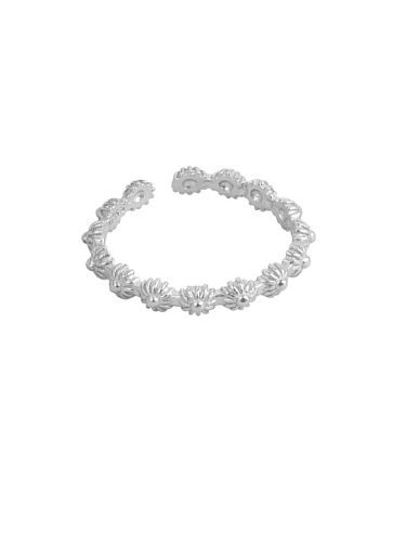 Anel de aliança vintage flor de prata esterlina 925